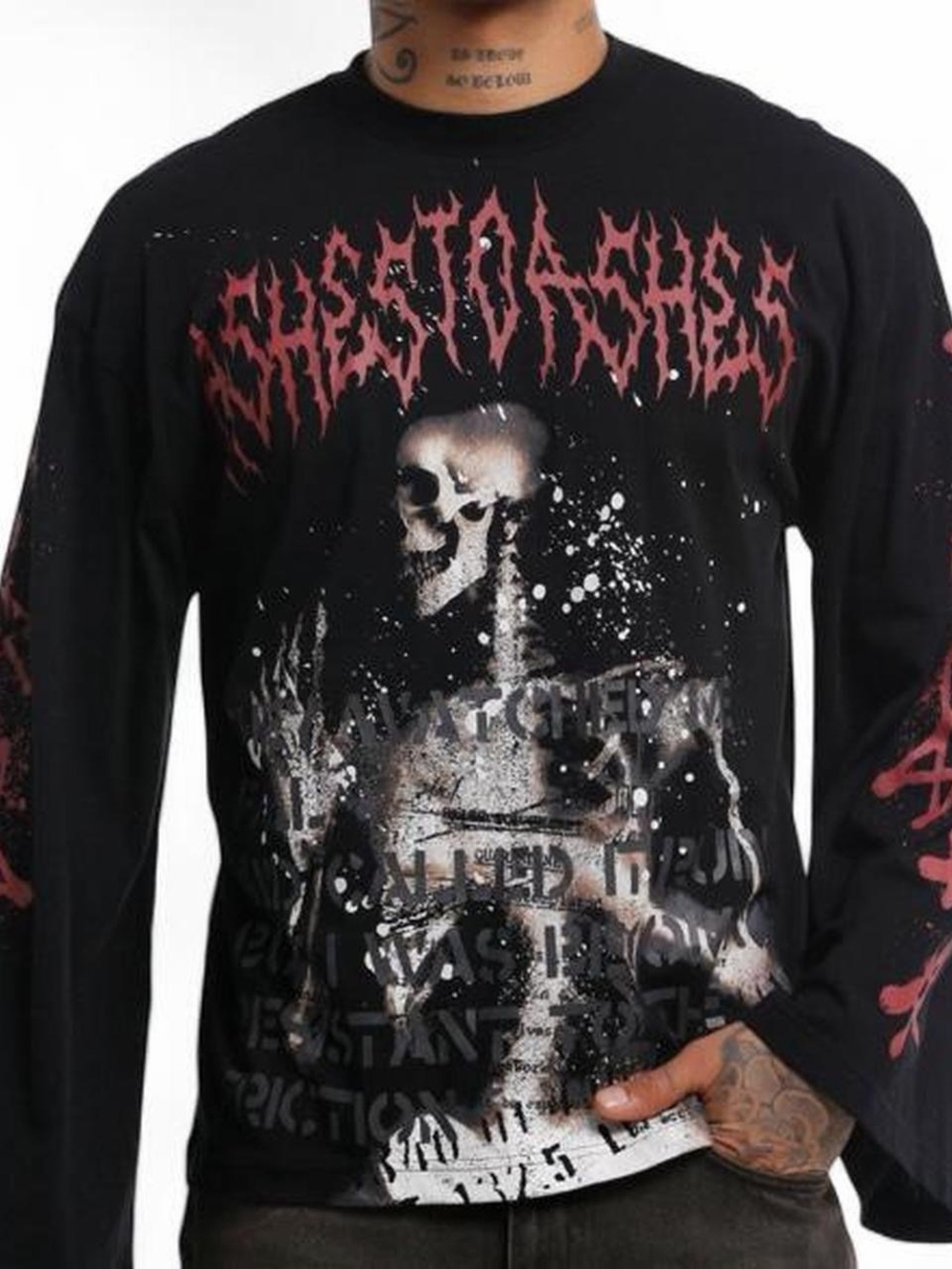 Ashes To Ashes Skeleton Long-Sleeve T-Shirt Size XL